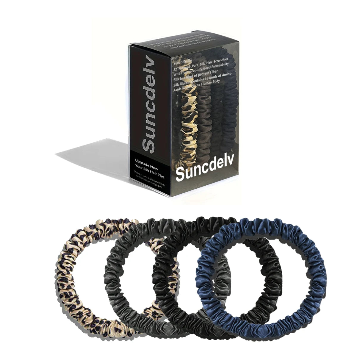Yanrong Silk Hair Ties Set 22 Momme Scrunchies 4 Pack