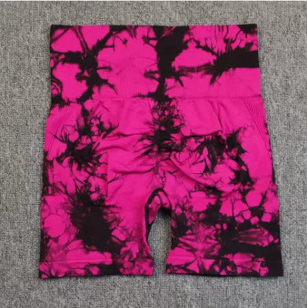 DUTRIEUX Tie-Dye Yoga Shorts for Women High Elastic Gym Workout