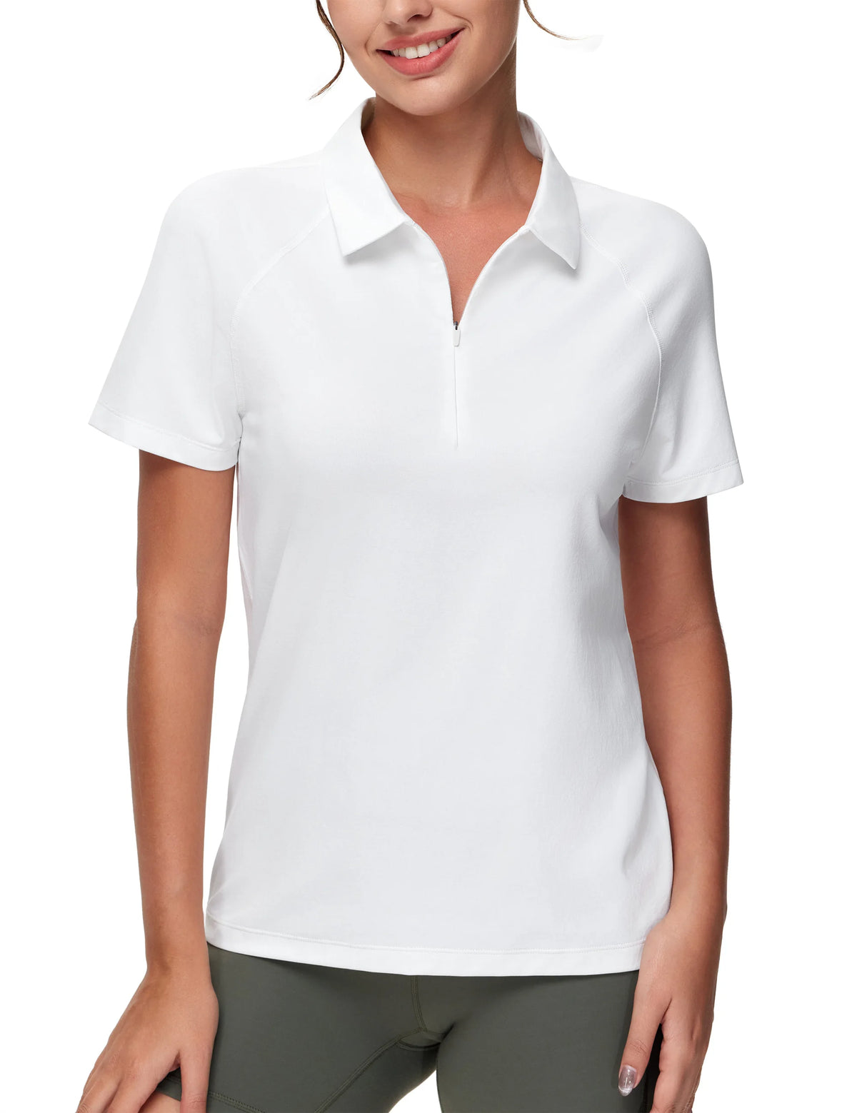 The Gym People Women Quick Dry Zip Collar Polo Shirt