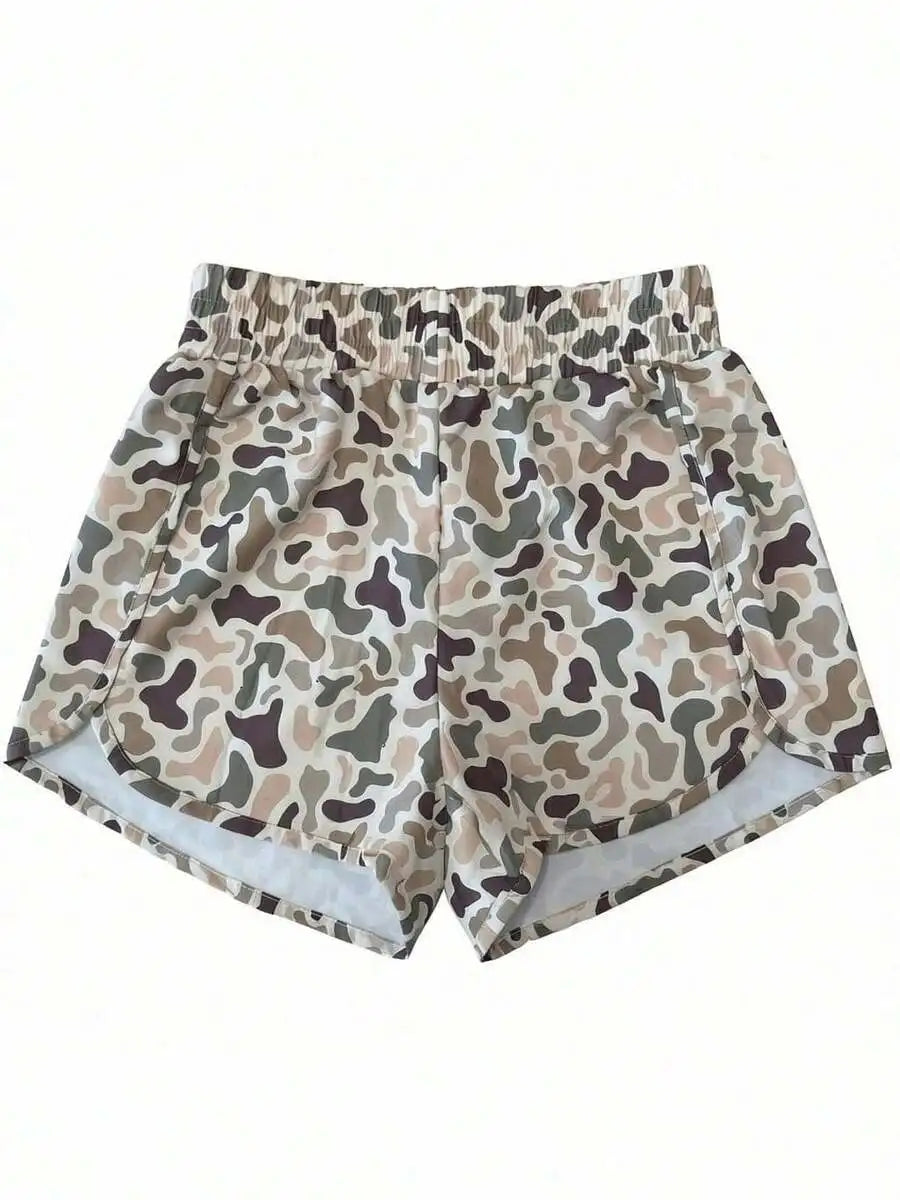 Womens Camouflage Casual Athletic Lounge Shorts Polyester
