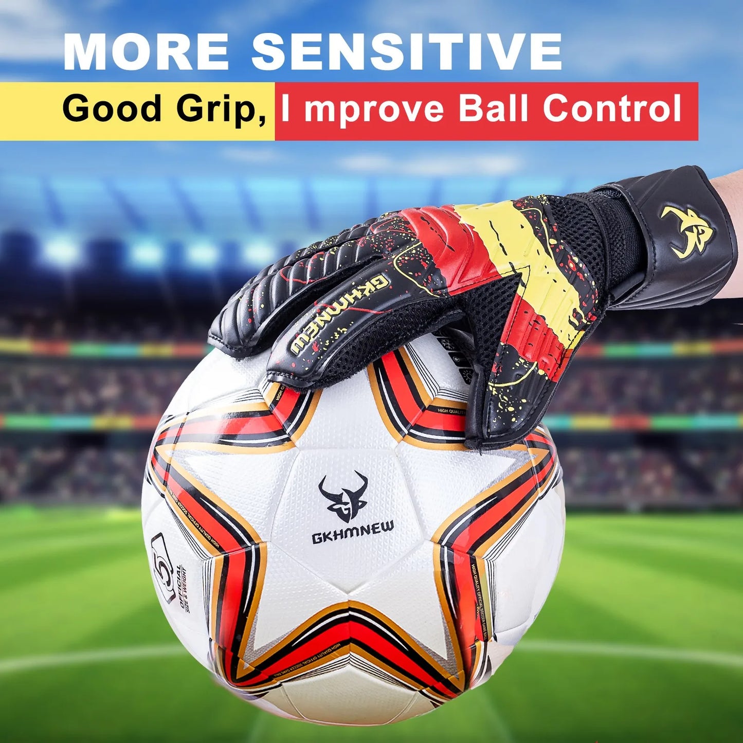 GKHMNEW GK7002 Goalkeeper Gloves With Latex Grip And Wrist Support