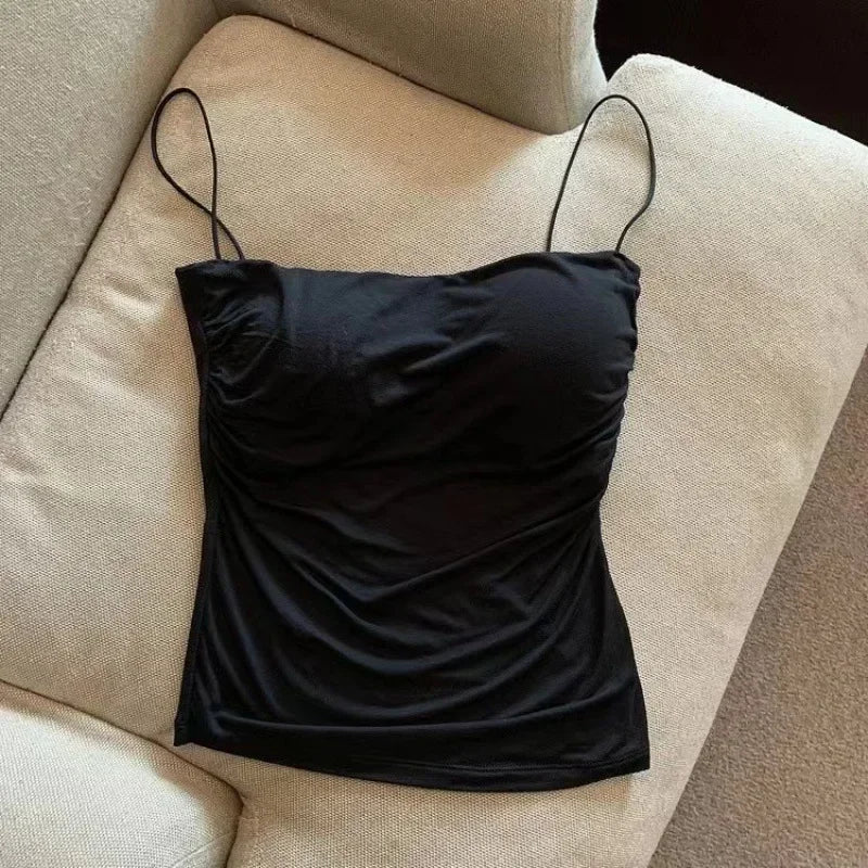 Women Seamless Camisole Tank Top With Chest Pads And Support