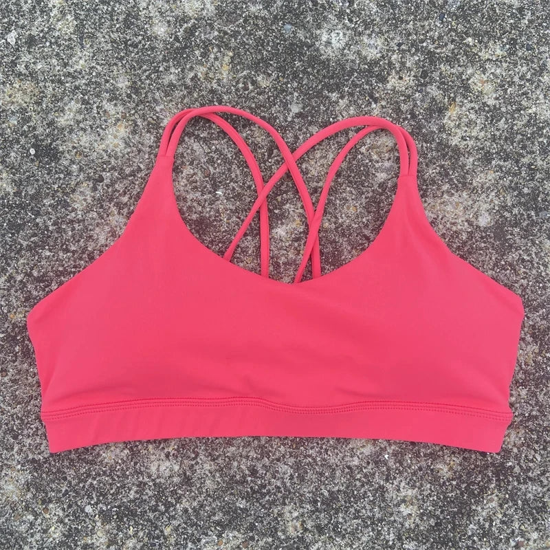 Women Crossback Sports Bra High Support Chest Pad Gym Yoga