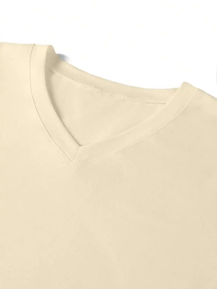 Men's Plain Casual V-Neck Short Sleeve T-Shirt Jersey Cotton