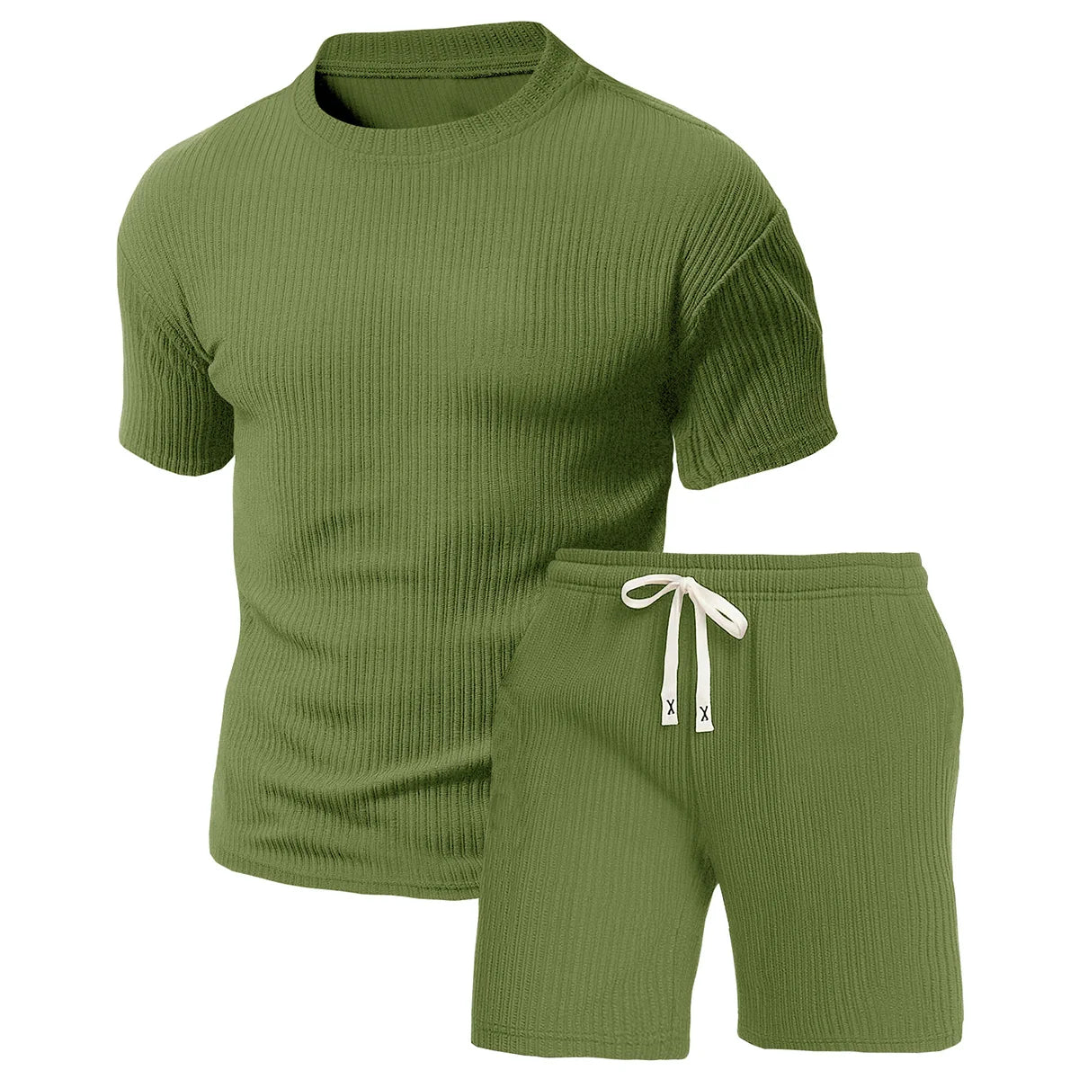 Breathable Polyester Men Two Piece Casual Sports Shorts Set