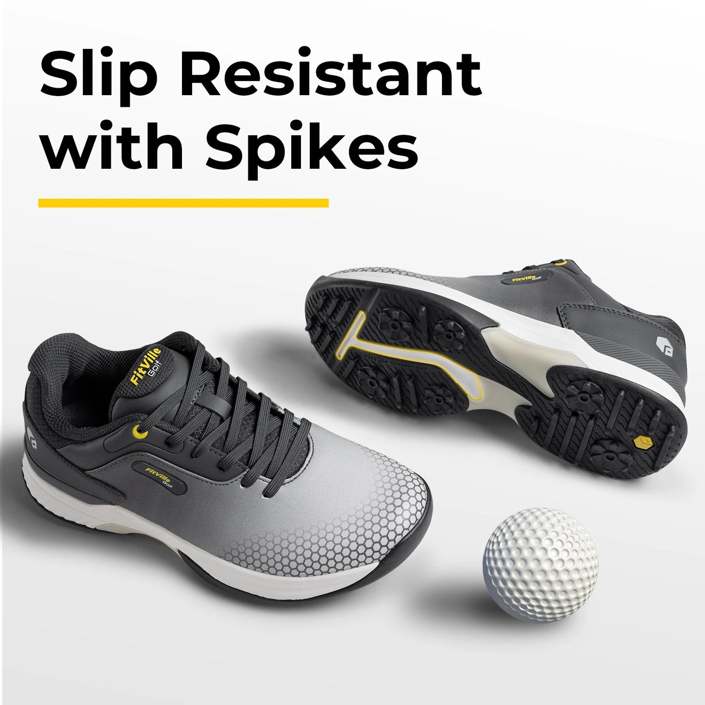 Fitville Wide Mens Golf Shoes Non Slip Comfortable Pickleball Footwear