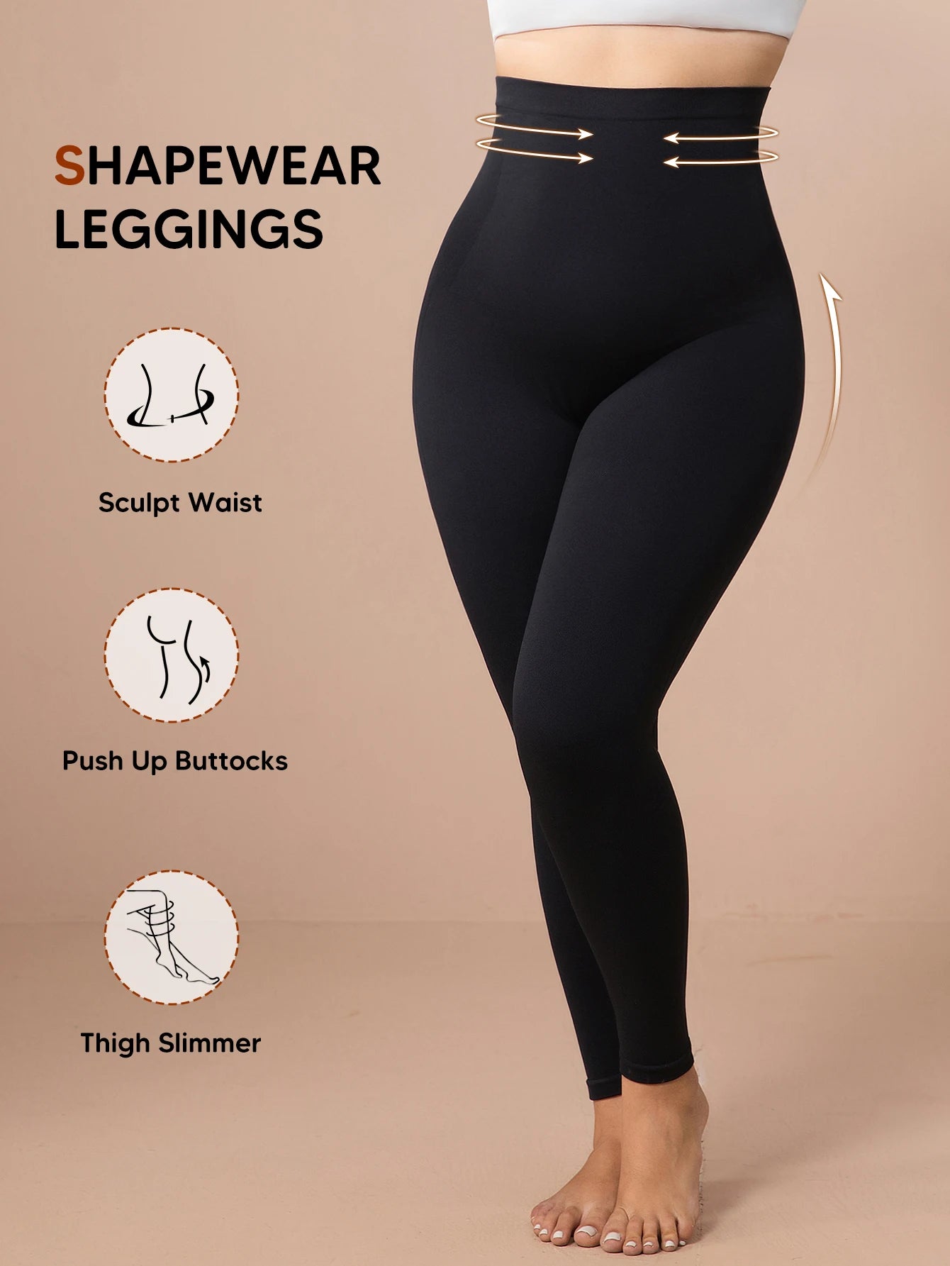 Suprenx Women High Waist Tummy Control Slimming Knit Leggings