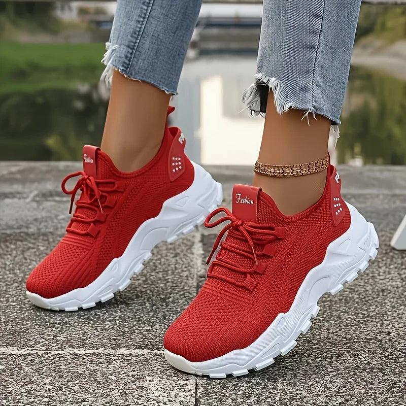 Women Chunky Platform Dad Sneakers With Breathable Mesh Upper