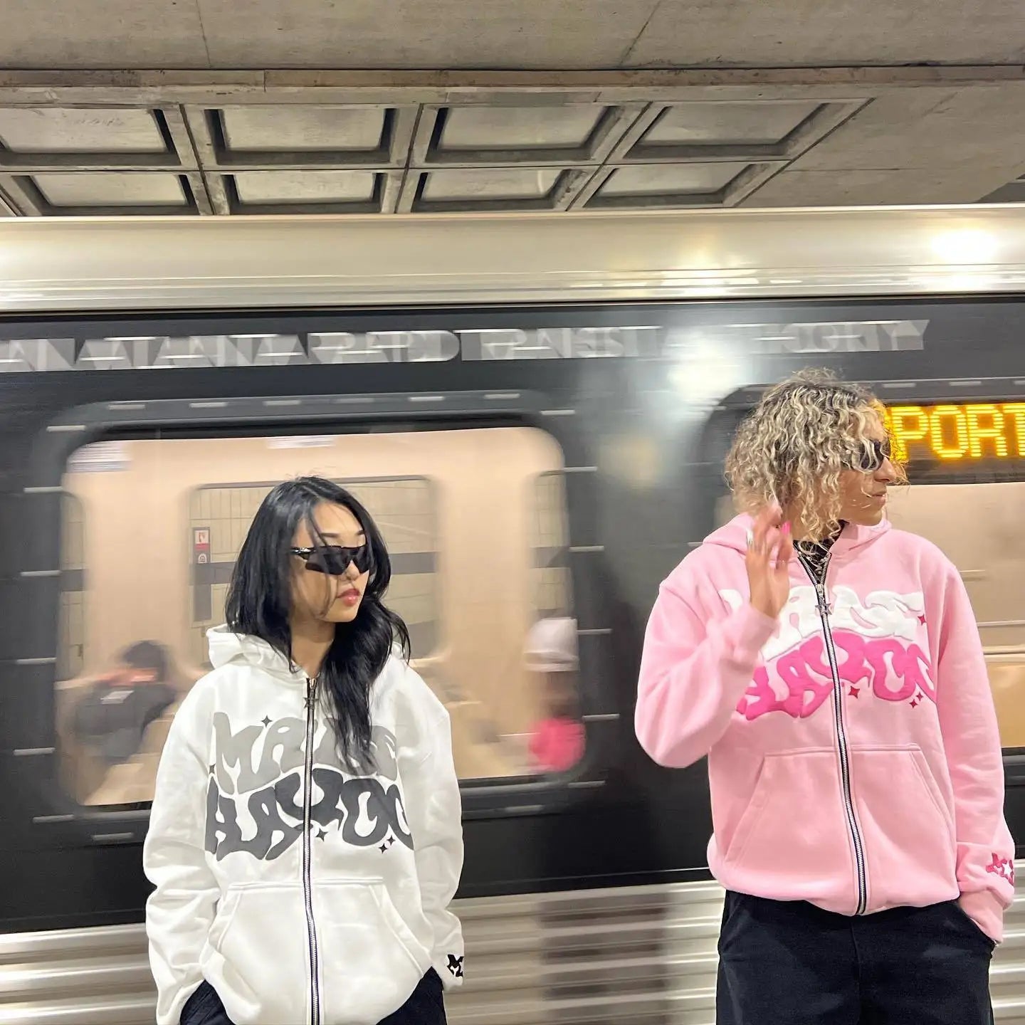Harajuku Gothic Letter Print Hoodie Zip Up Jacket For Men And Women