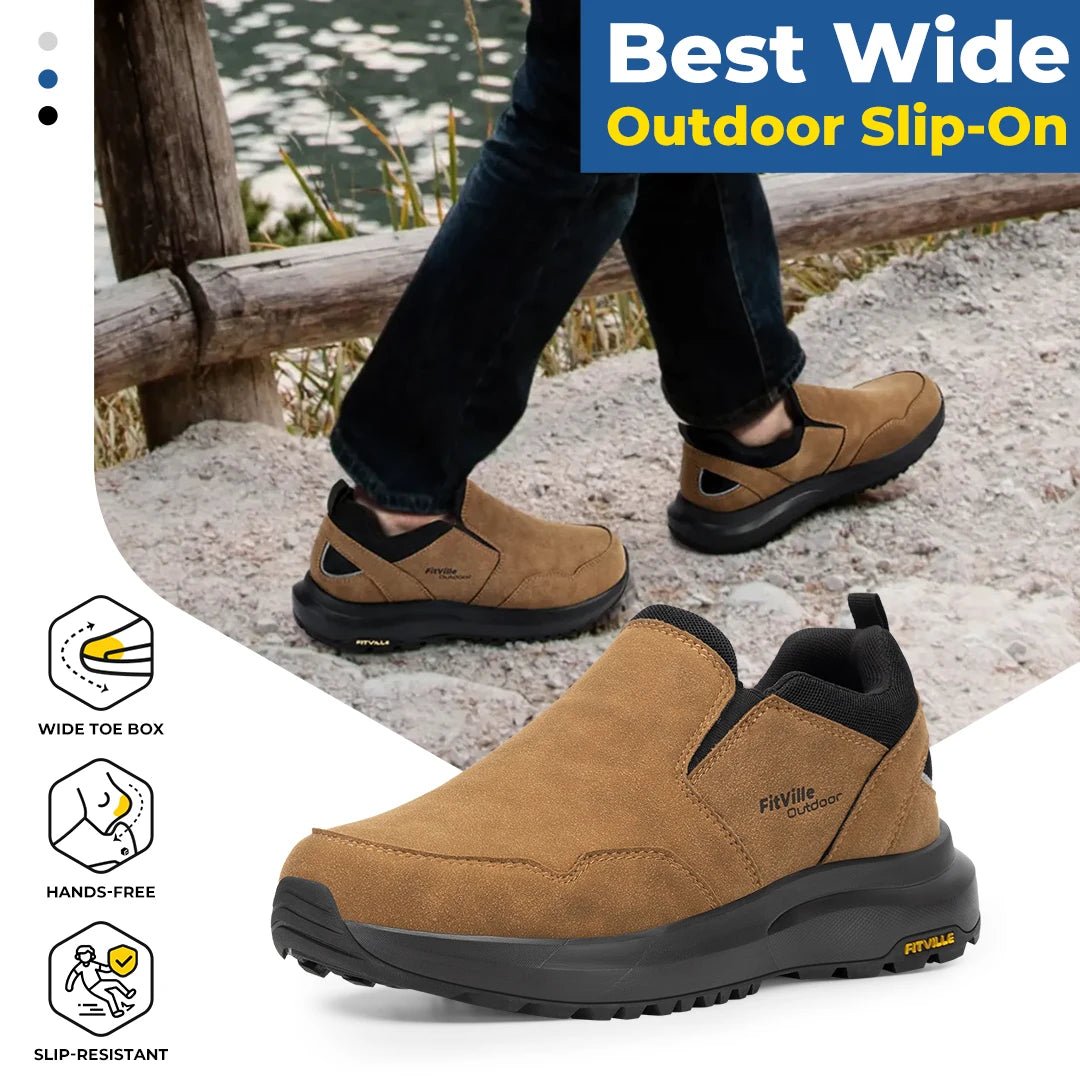 Fitville Men's Explorer Slip On Hiking Shoes With Arch Support
