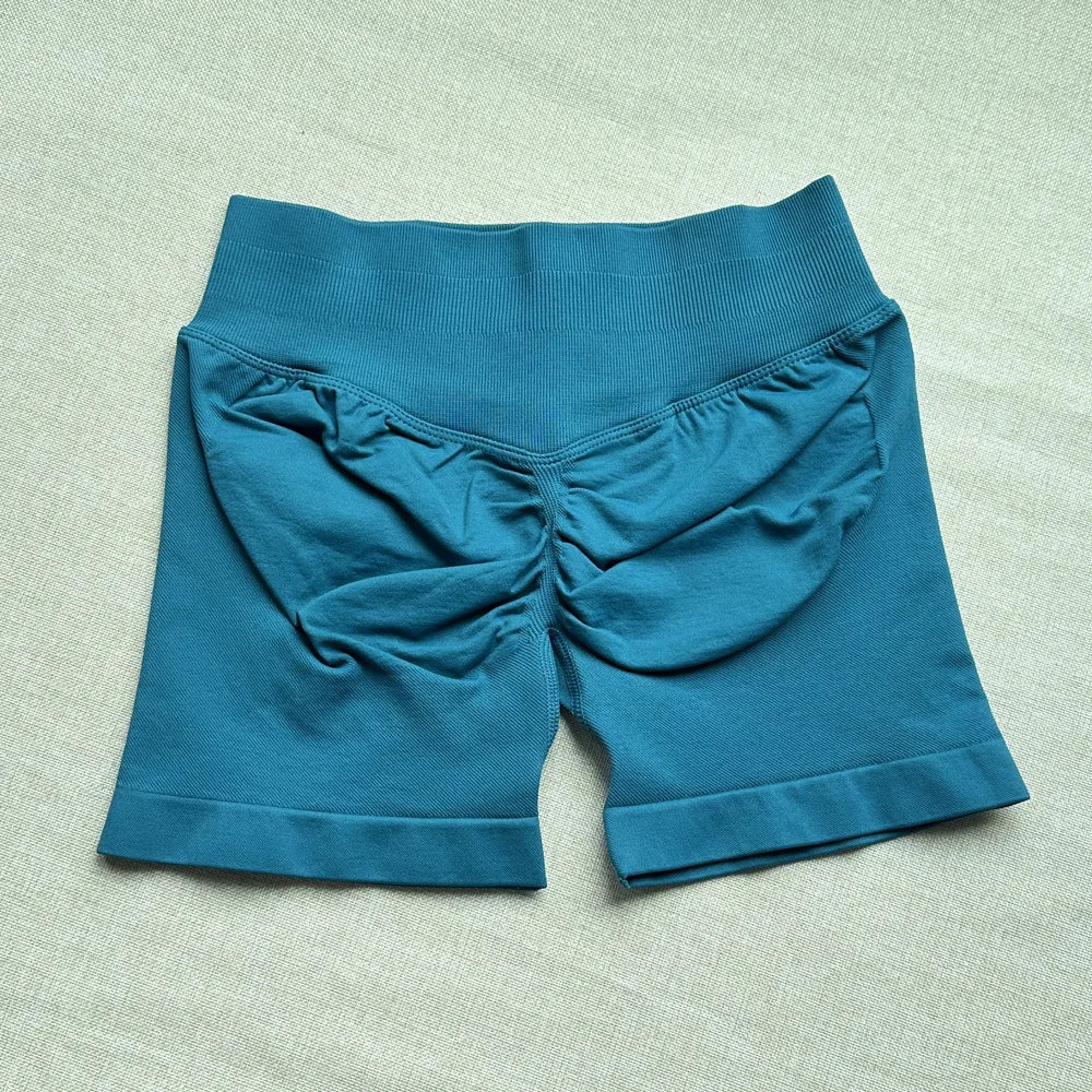 Seamless Yoga Shorts For Women Low Waist Triple Panel Waistband