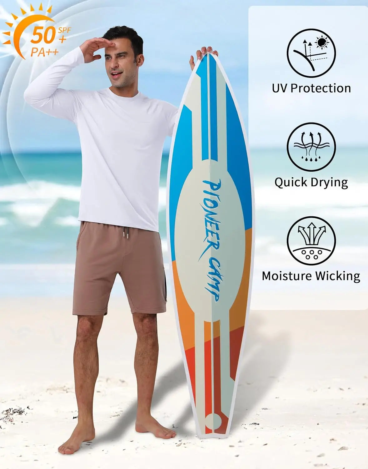 Pioneer Camp Men's UPF50+ Long Sleeve Sun Protection Rash Guard