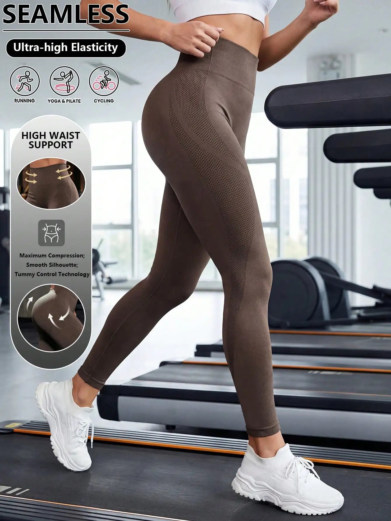 Women High Waist Seamless Stretchy Leggings For Yoga Running