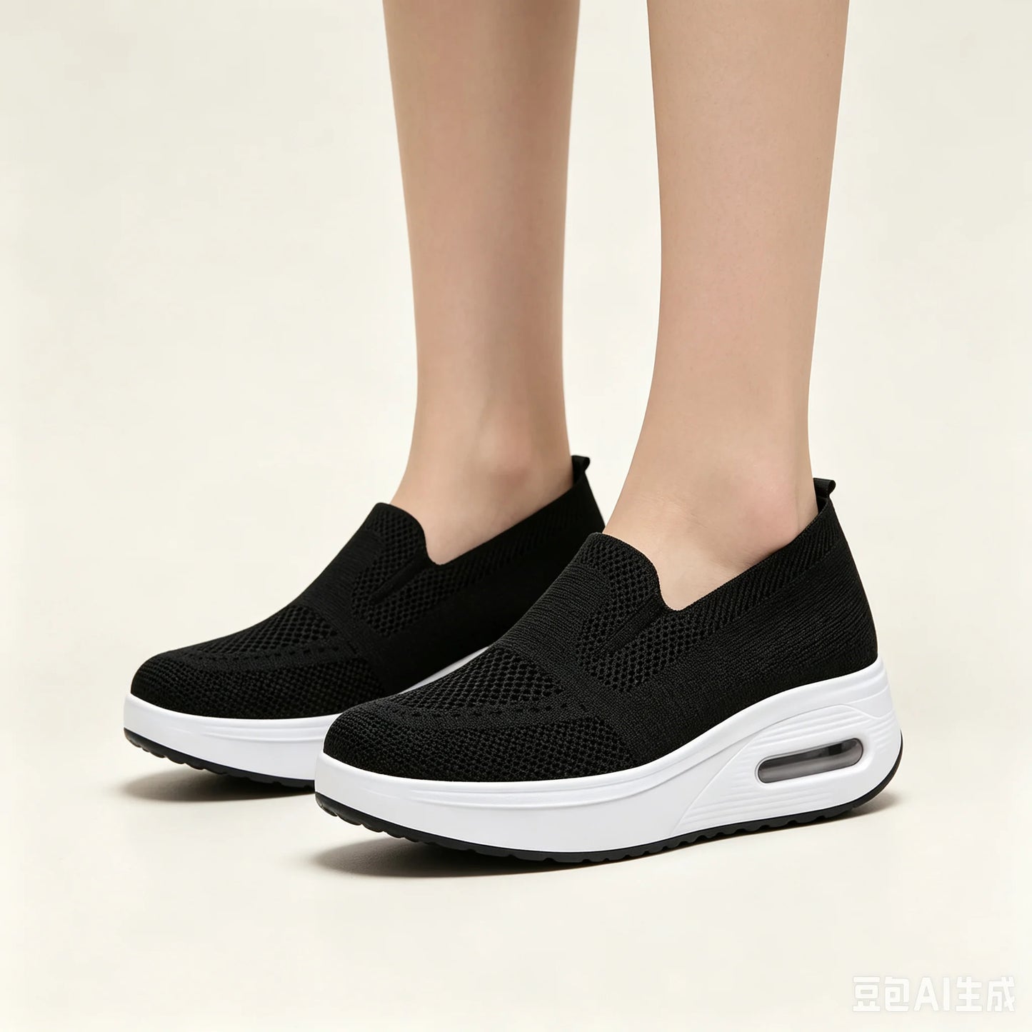 Women Slip On Breathable Platform Walking Shoes With Air Cushion