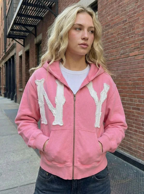 Street Style Zipper Hoodie Casual Loose Fit Cardigan Sweatshirt