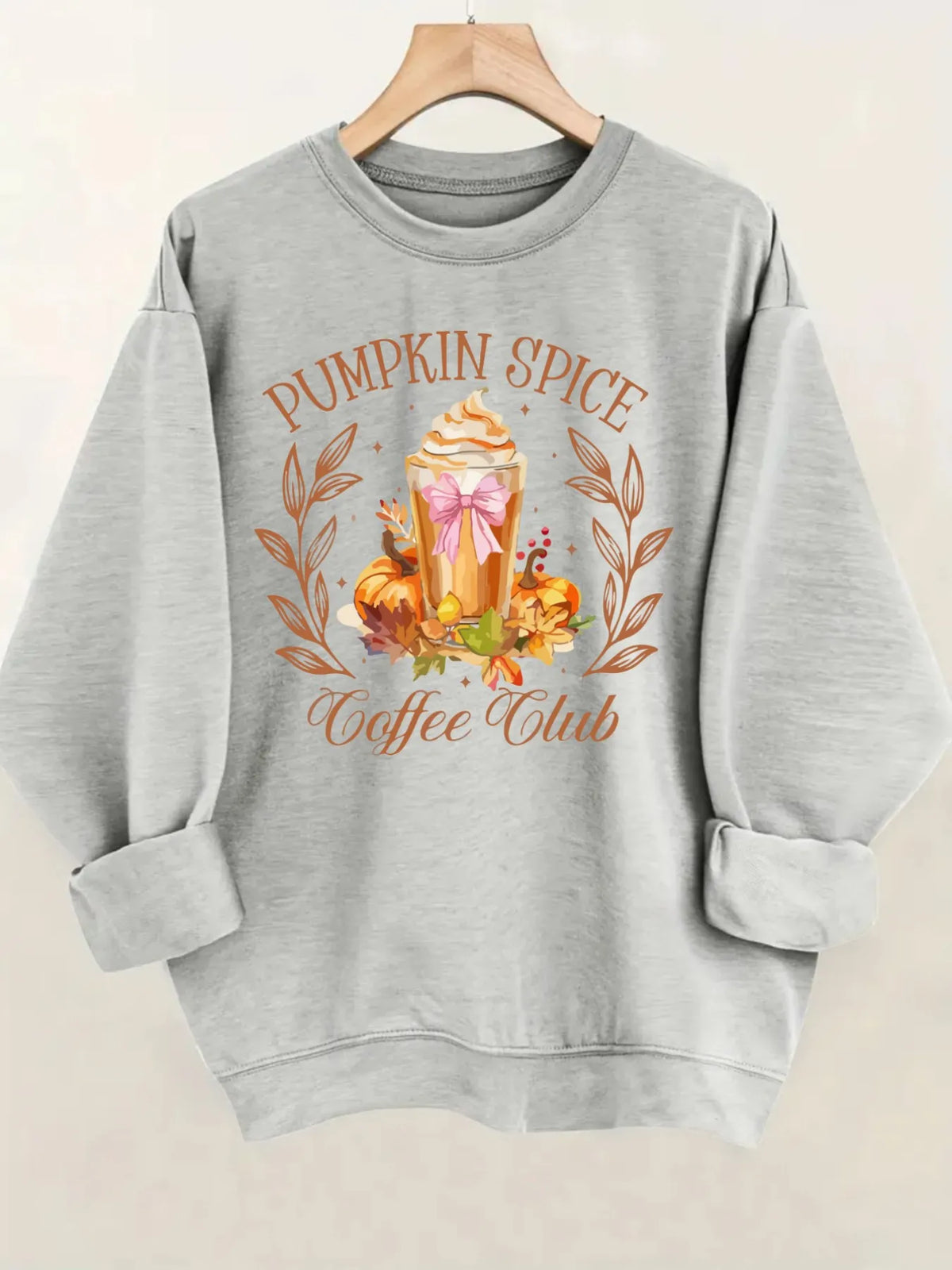 Women's Pumpkin Spice Coffee Crewneck Pullover Sweatshirt For Casual Wear