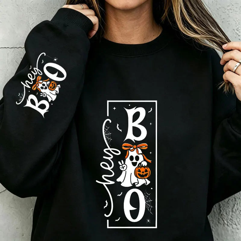KUCLUT Cute Bow Ghost Pumpkin Halloween Unisex Hooded Sweatshirt