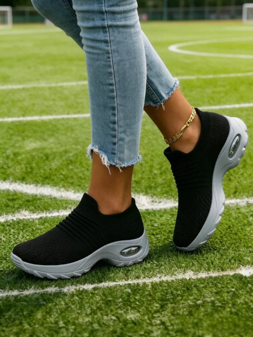 Women Breathable Mesh Rocker Bottom Wedge Orthopedic Sneakers