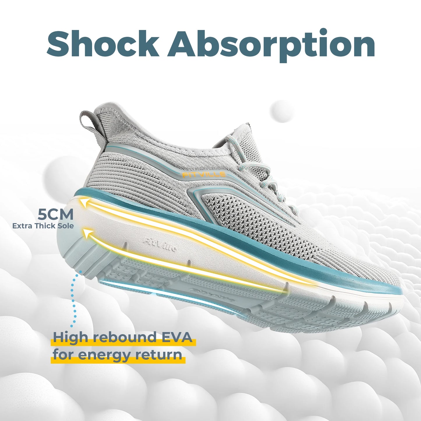 FitVille Cloud Strider Running Shoes With Shock Absorption Arch Support