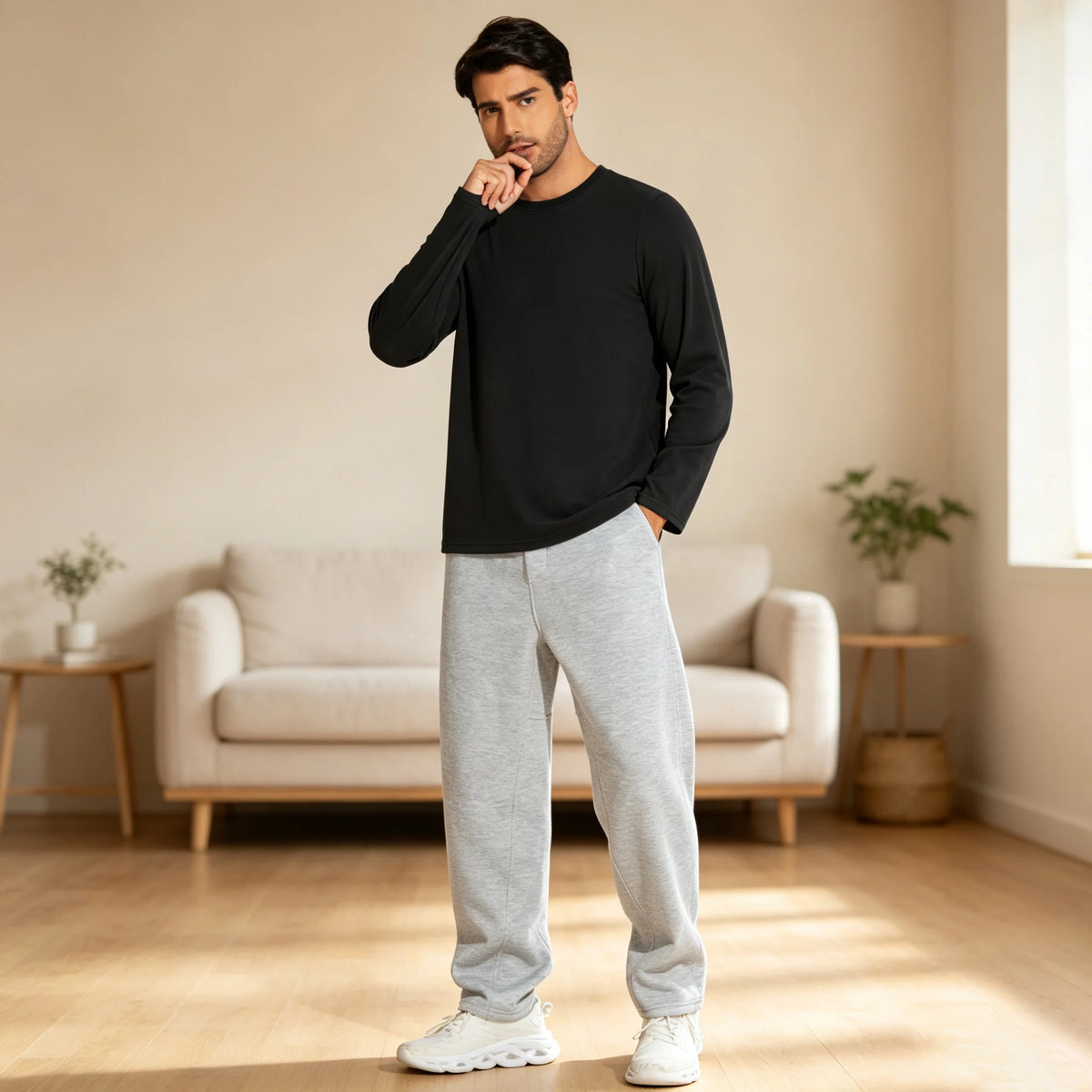 The Gym People Men Long Sleeve Thermal Base Layer Shirt