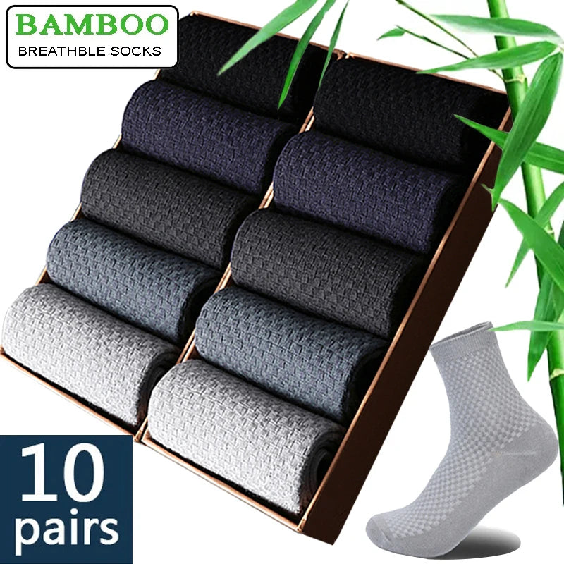 Men's Bamboo Fiber Socks 10 Pairs for Business Casual