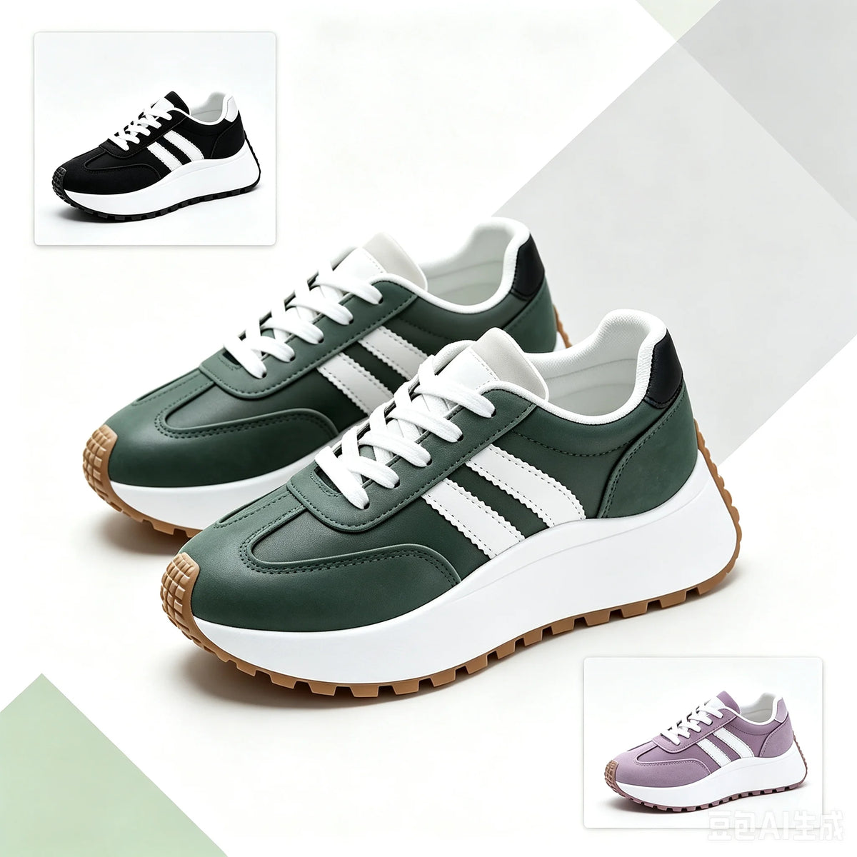 Women's Lace Up Platform Walking Sneakers Non Slip Rubber Sole