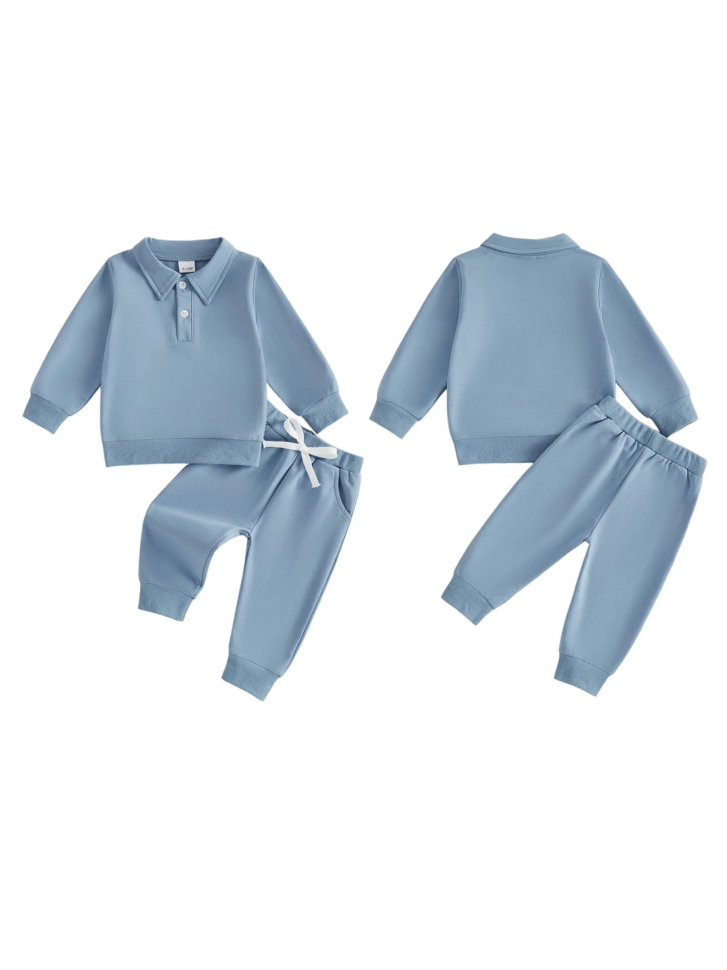Toddler 2 Piece Solid Sweatshirt Set With Elastic Waist Pants
