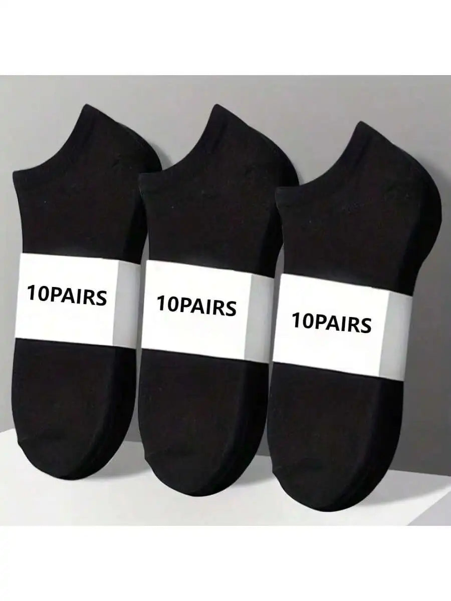 10 Pairs of Thin Socks - Black/white/gray, Ankle Socks for Men and Women, Sweat Absorbing and Soft, Suitable for Daily Wear