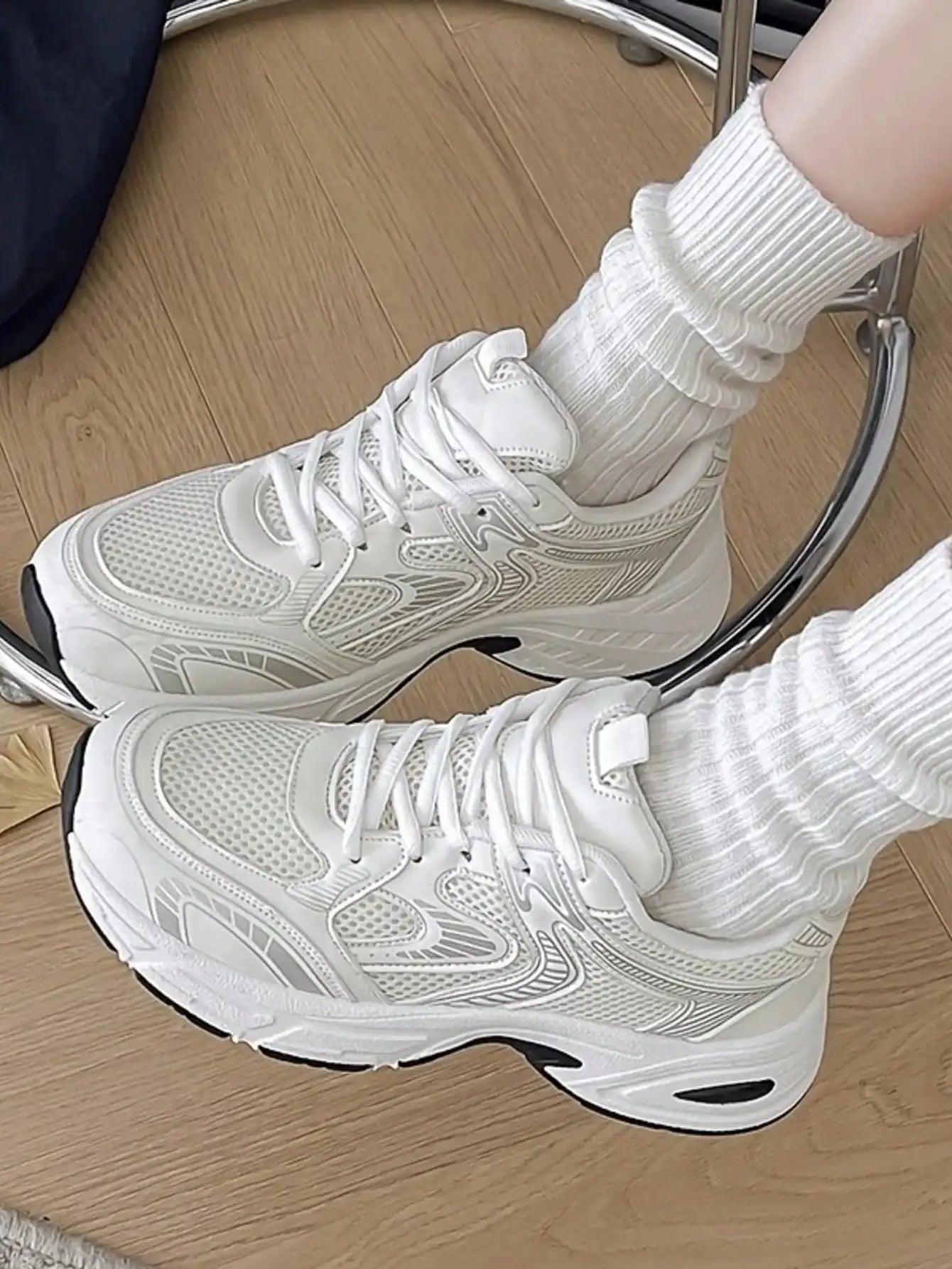 Women Mesh Sneakers Breathable Lace Up Platform Casual Shoes