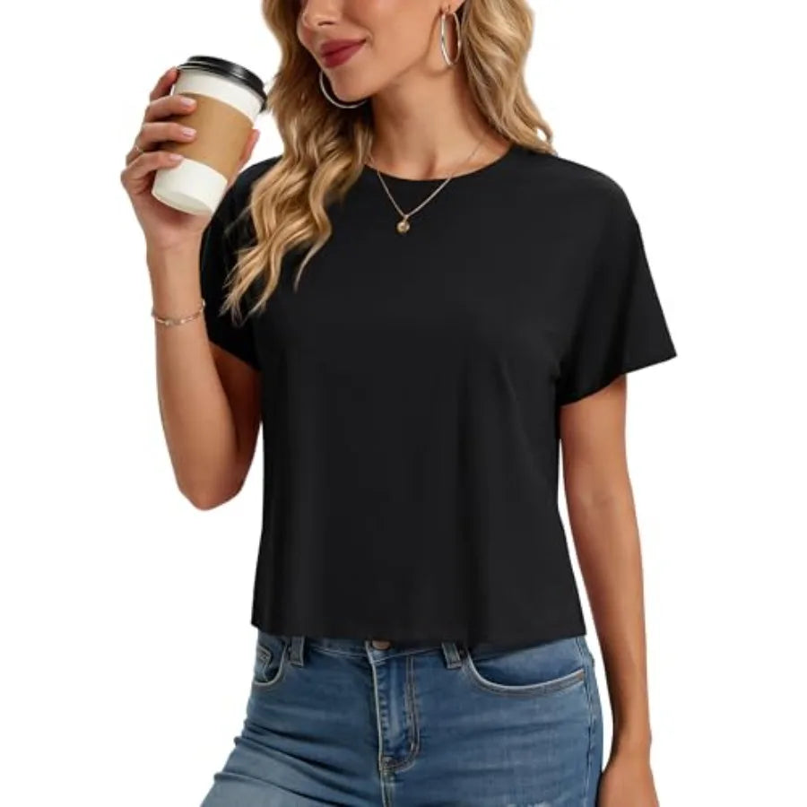 MAGCOMSEN Women's Bamboo Crop Top For Yoga And Workout
