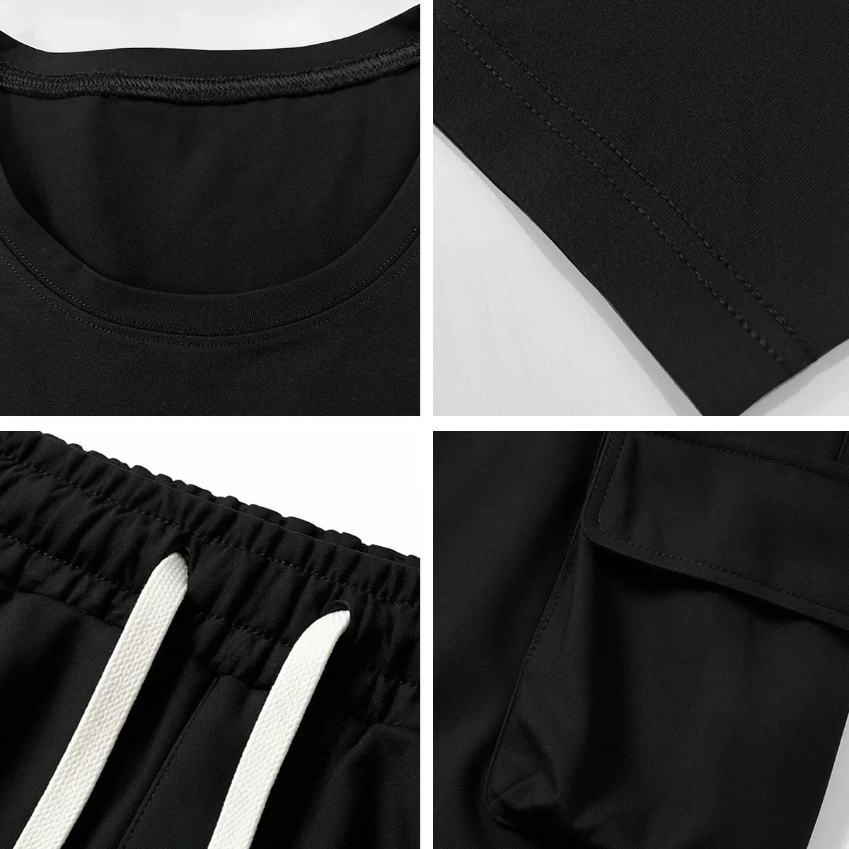 Men's Multi Pocket Cargo Pants And Short Sleeve T Shirt