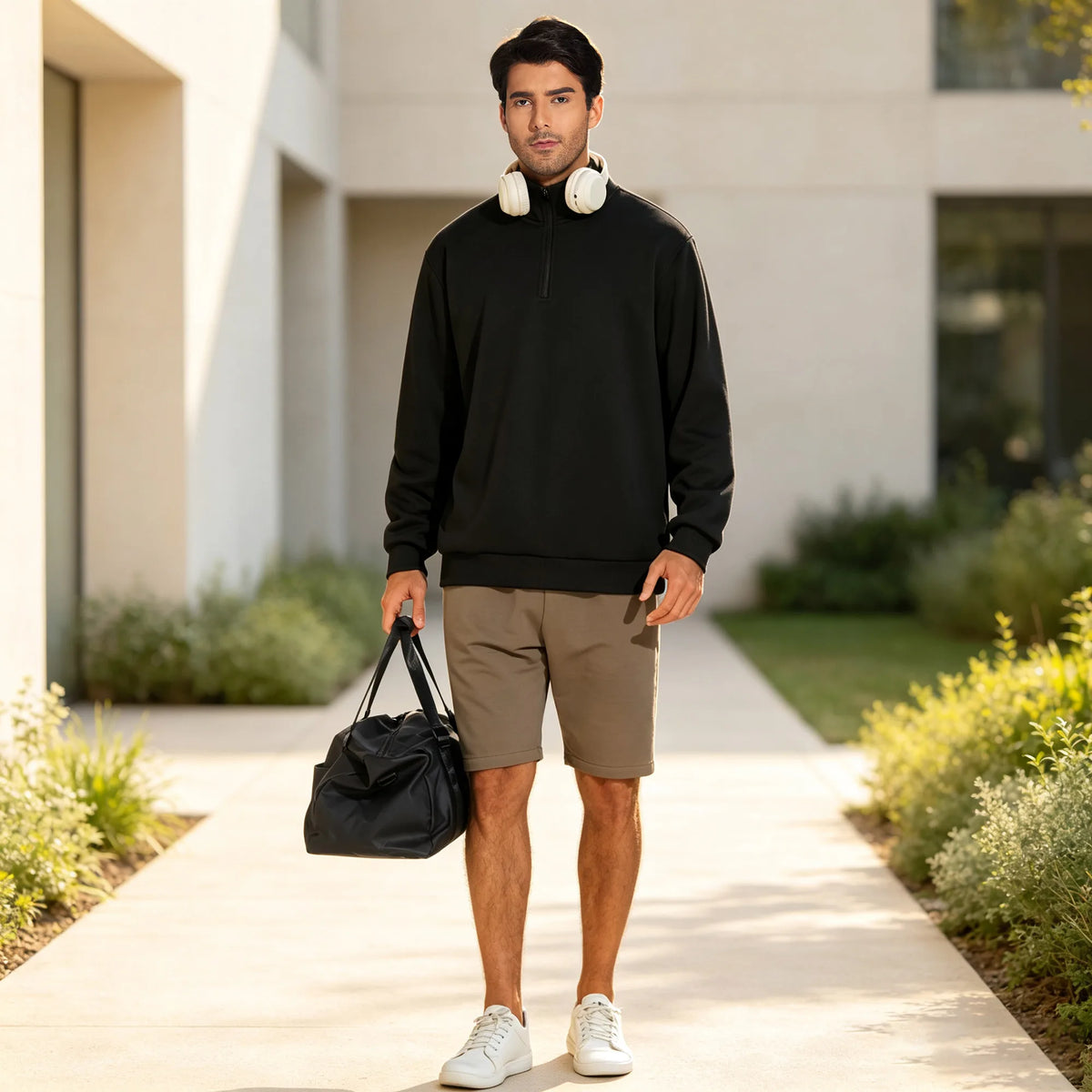 The Gym People Men Half Zip Fleece Workout Pullover Sweatshirt