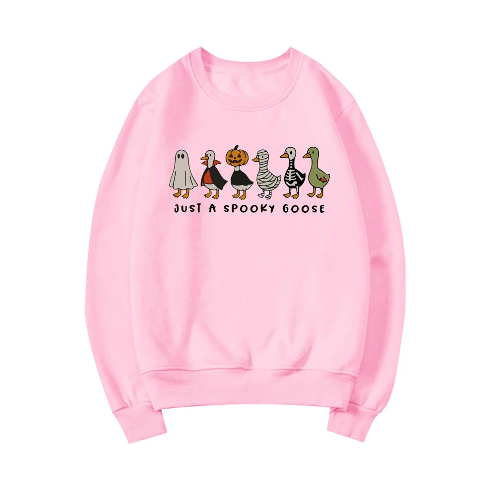 EOENKKY Funny Spooky Goose Halloween Pullover Sweatshirt