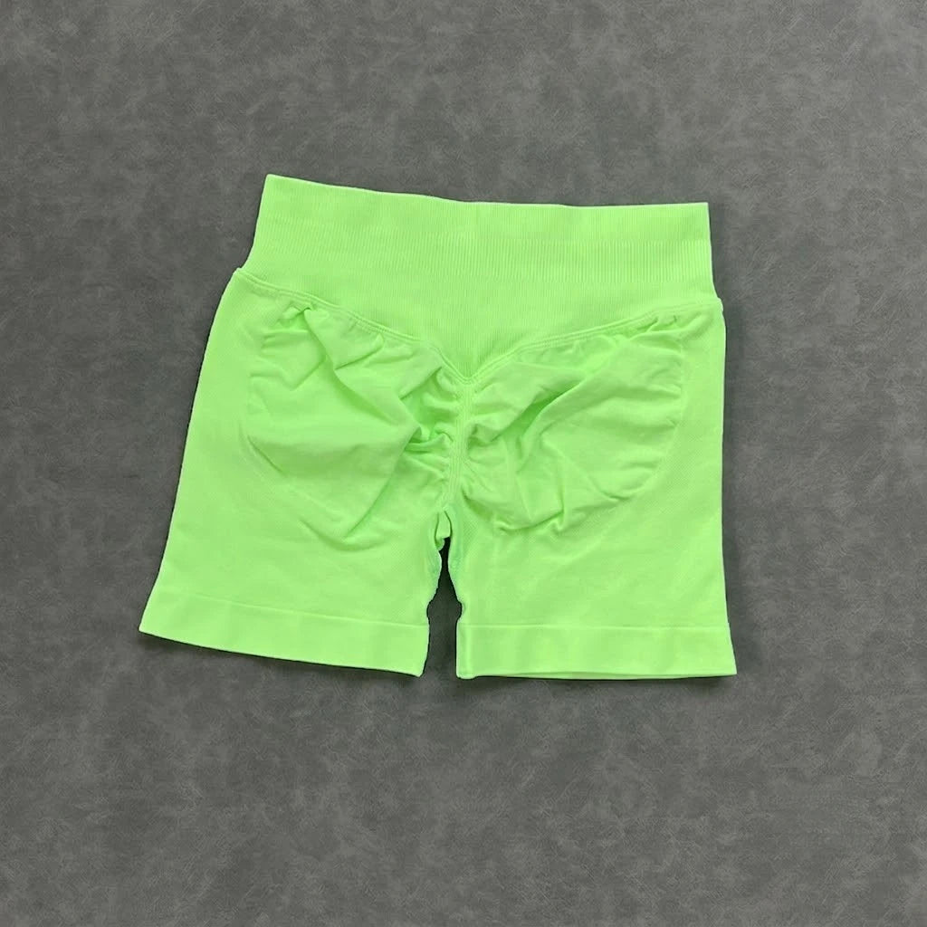 Seamless Yoga Shorts For Women Low Waist Triple Panel Waistband
