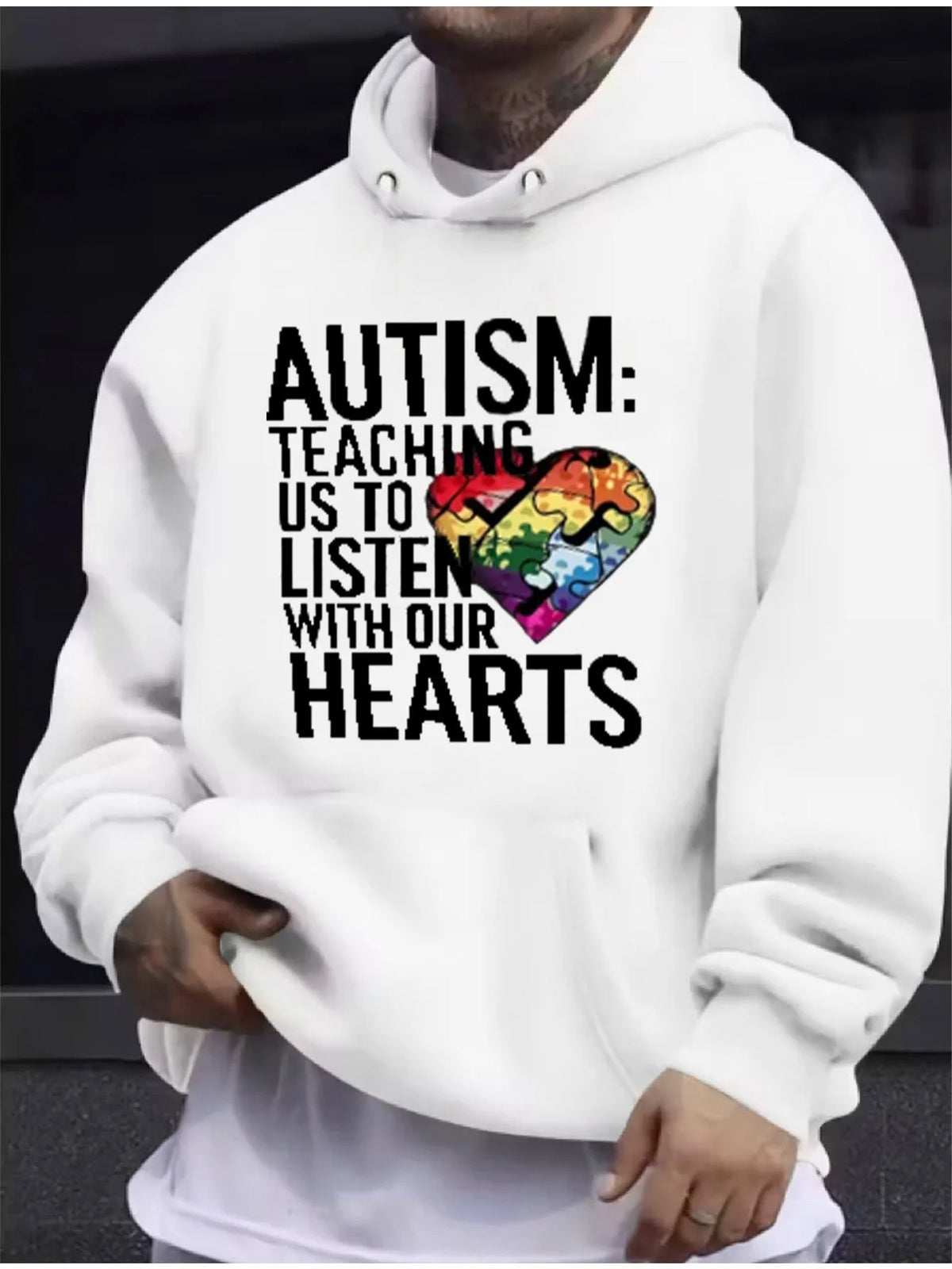 Mens Casual Printed Hoodie Sweater Pullover with Graphic Design