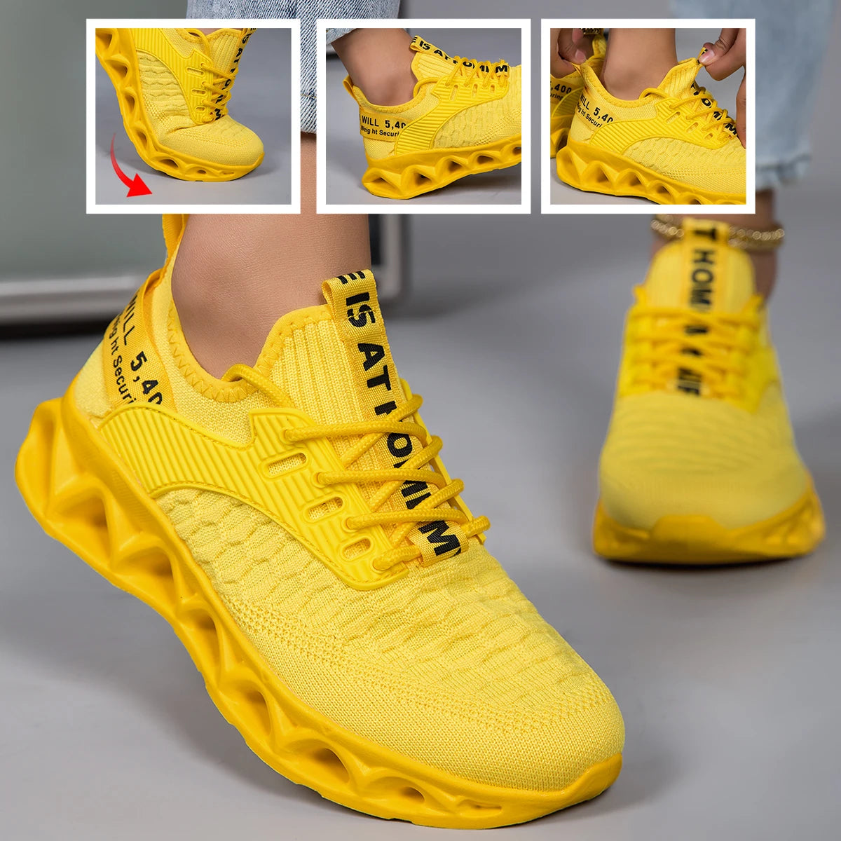 Women Breathable Knit Running Shoes Lightweight Non Slip Sneakers