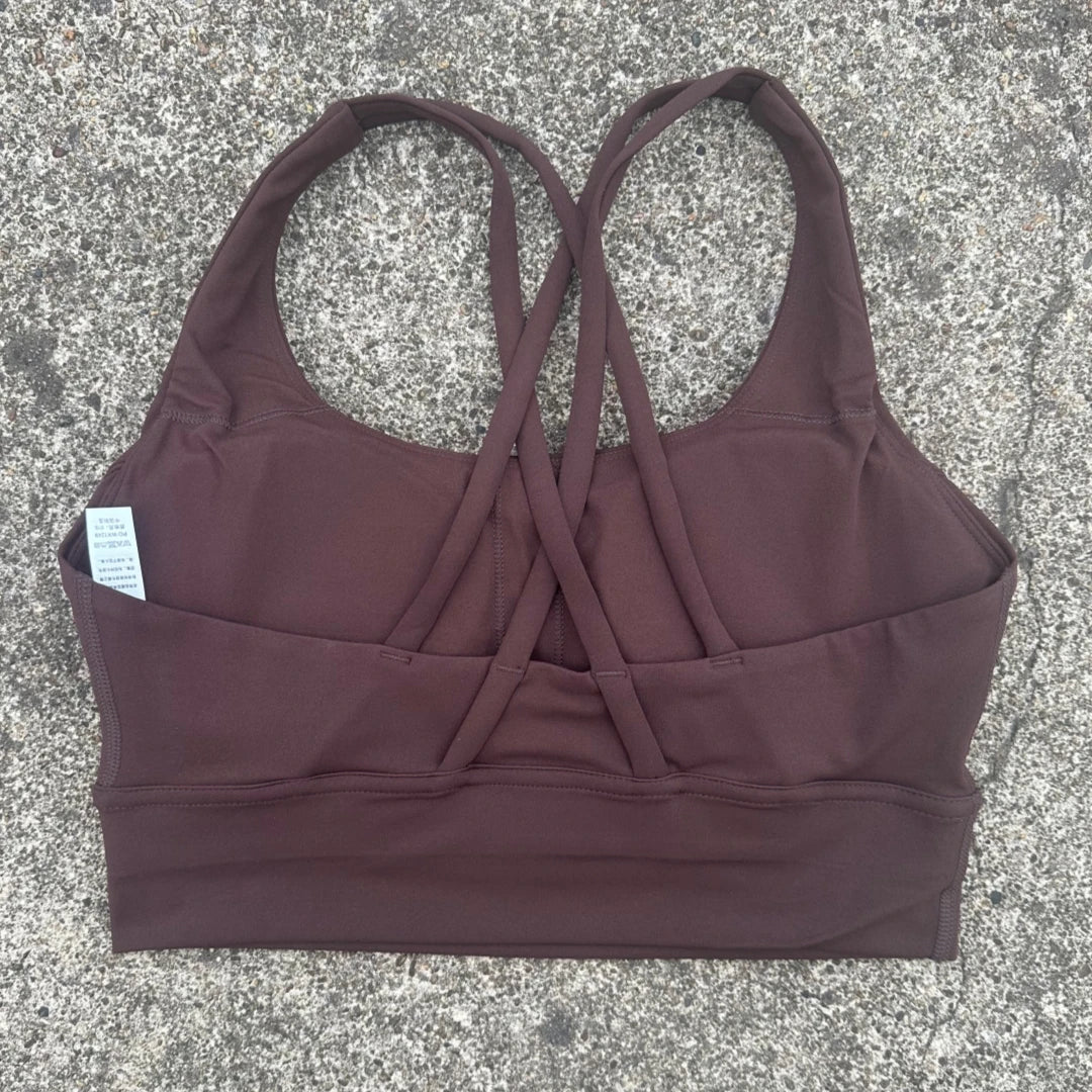 Cross Back Womens Breathable Fitness Bra Top With Chest Pad Nylon