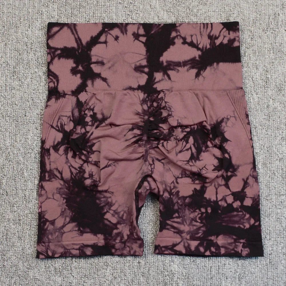 DUTRIEUX Tie-Dye Yoga Shorts for Women High Elastic Gym Workout