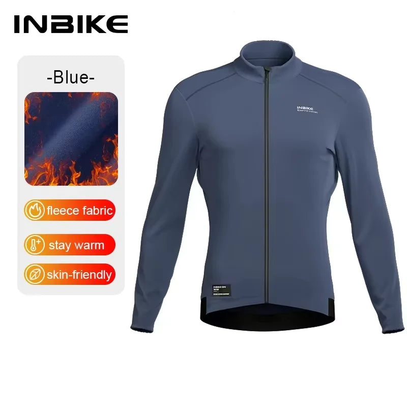 INBIKE Men's Thermal Fleece Long Sleeve Mountain Bike Cycling Jersey