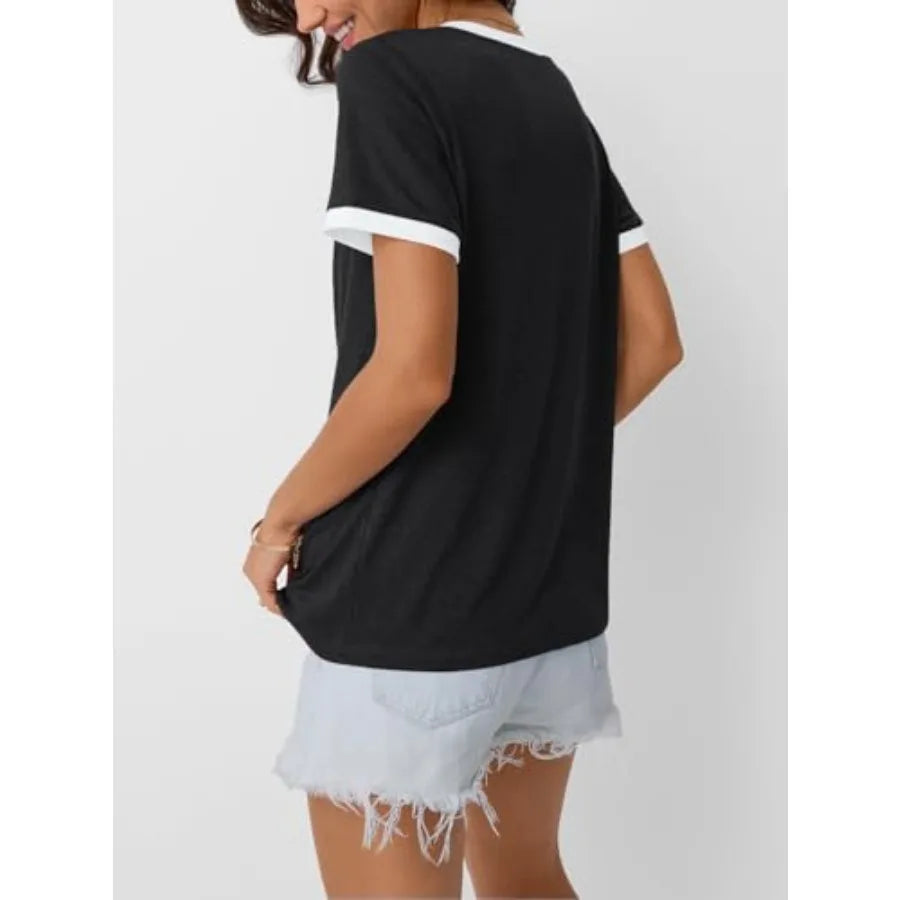Womens Short Sleeve T Shirts Casual Summer Tops V Neck