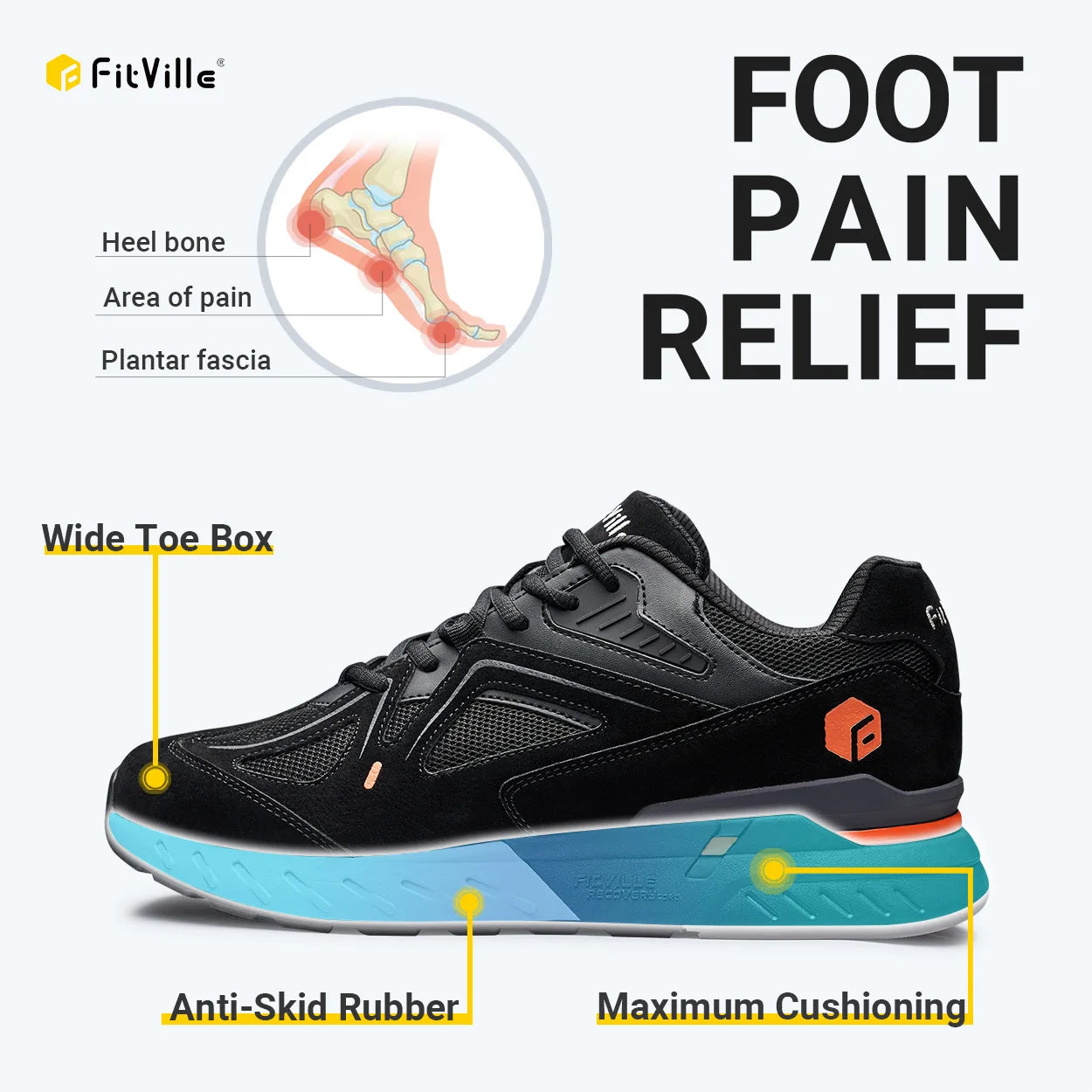 FitVille Men's Extra Wide Walking Shoes With Arch Support
