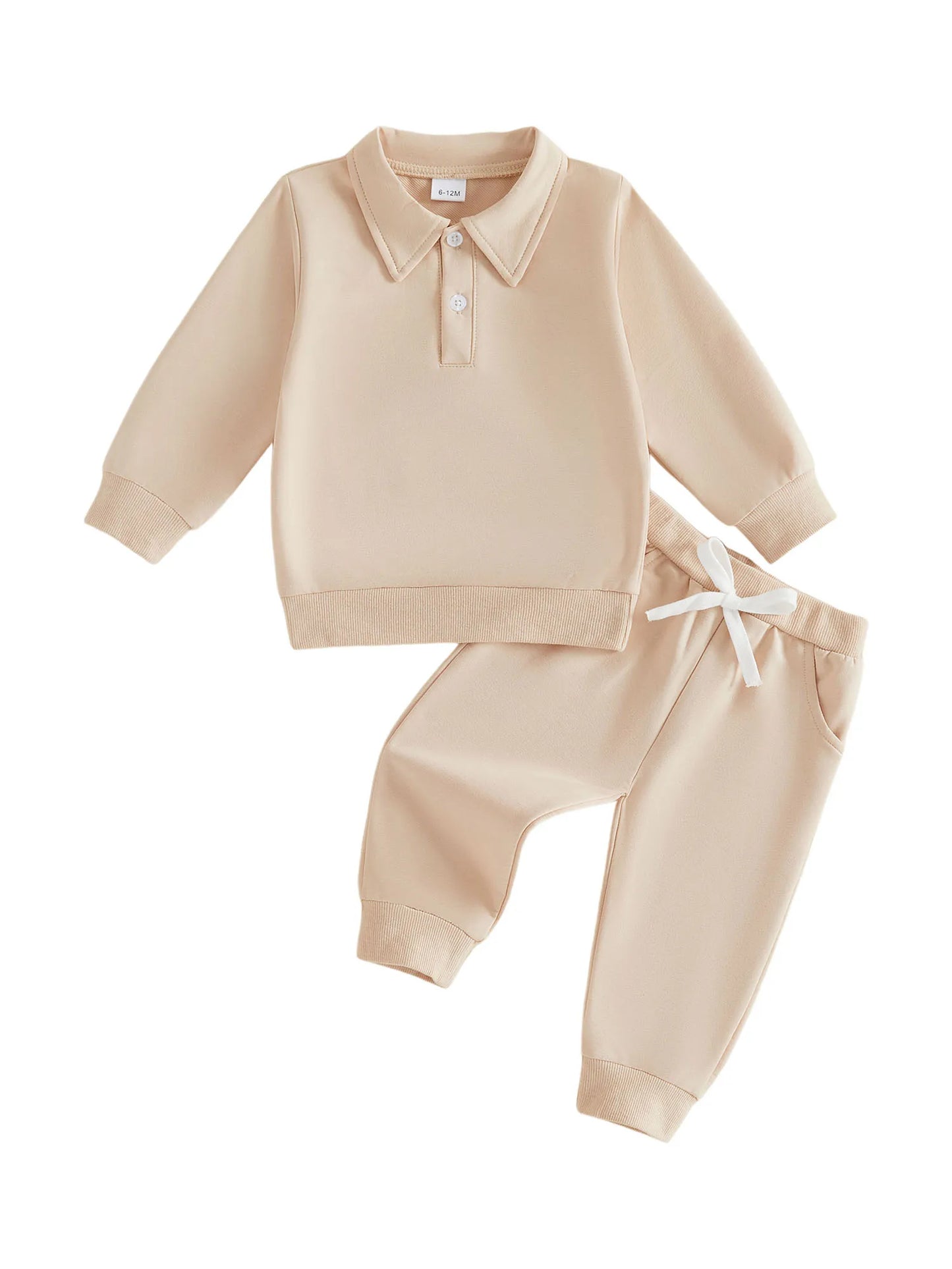 Toddler 2 Piece Solid Sweatshirt Set With Elastic Waist Pants