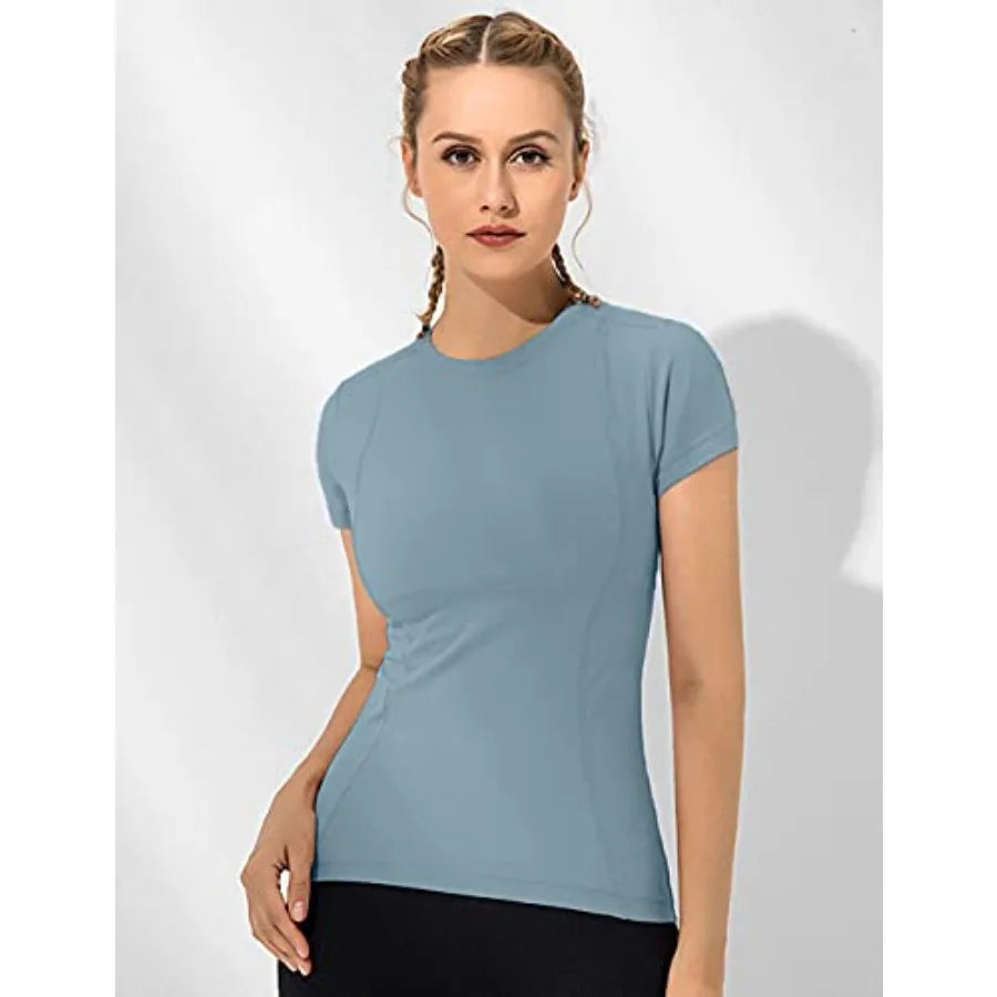 Loovoo Women Athletic Compression Tee Pack Dry Fit Yoga Gym