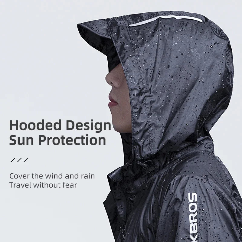 ROCKBROS Cycling Rain Jacket Waterproof Hooded Reflective Windbreaker