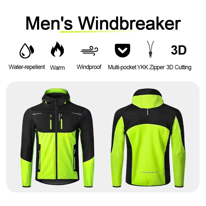 INBIKE Men's Waterproof Windproof Fleece Cycling Jacket With Pockets