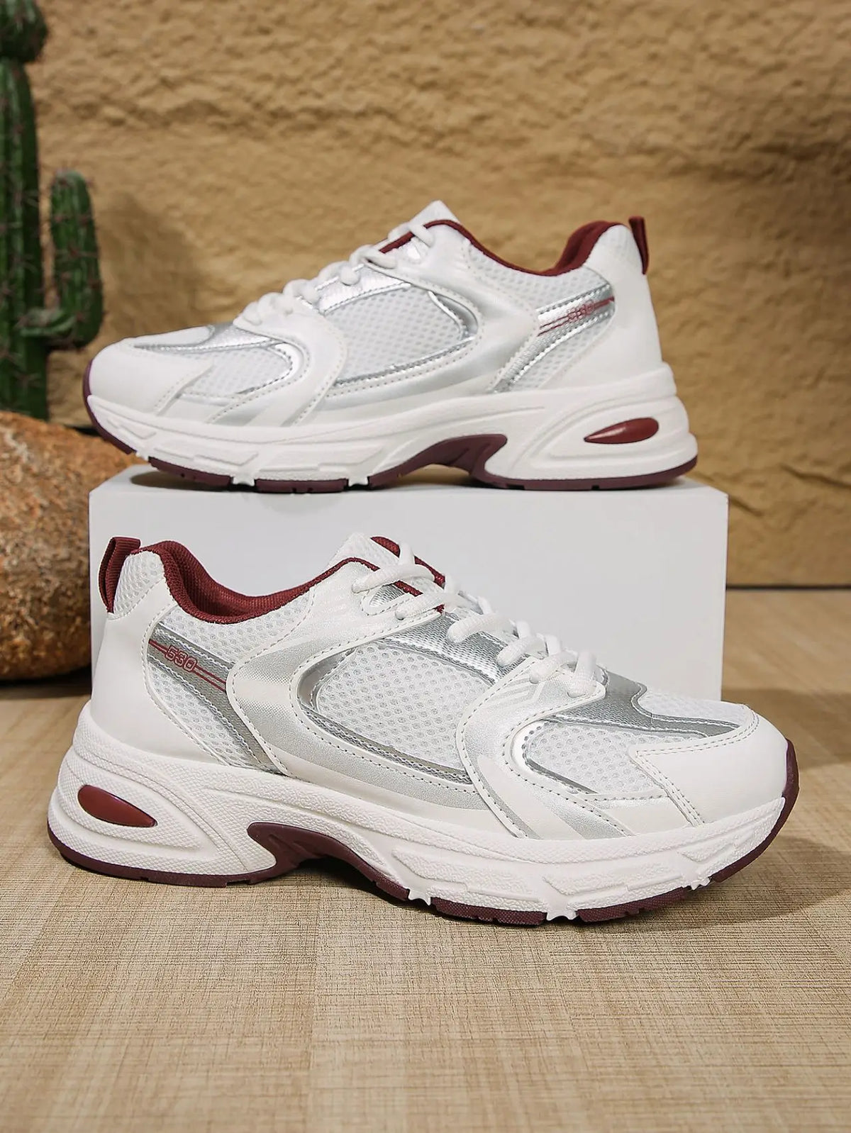 Womens Retro Platform Sneakers Lace Up Casual Walking Trainers