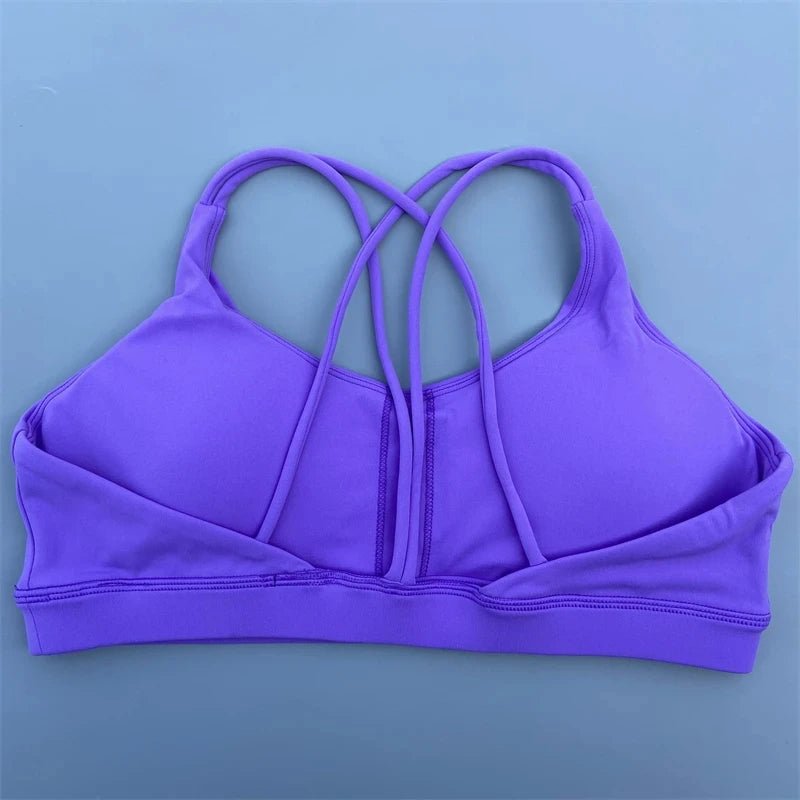 Women Crossback Sports Bra High Support Chest Pad Gym Yoga
