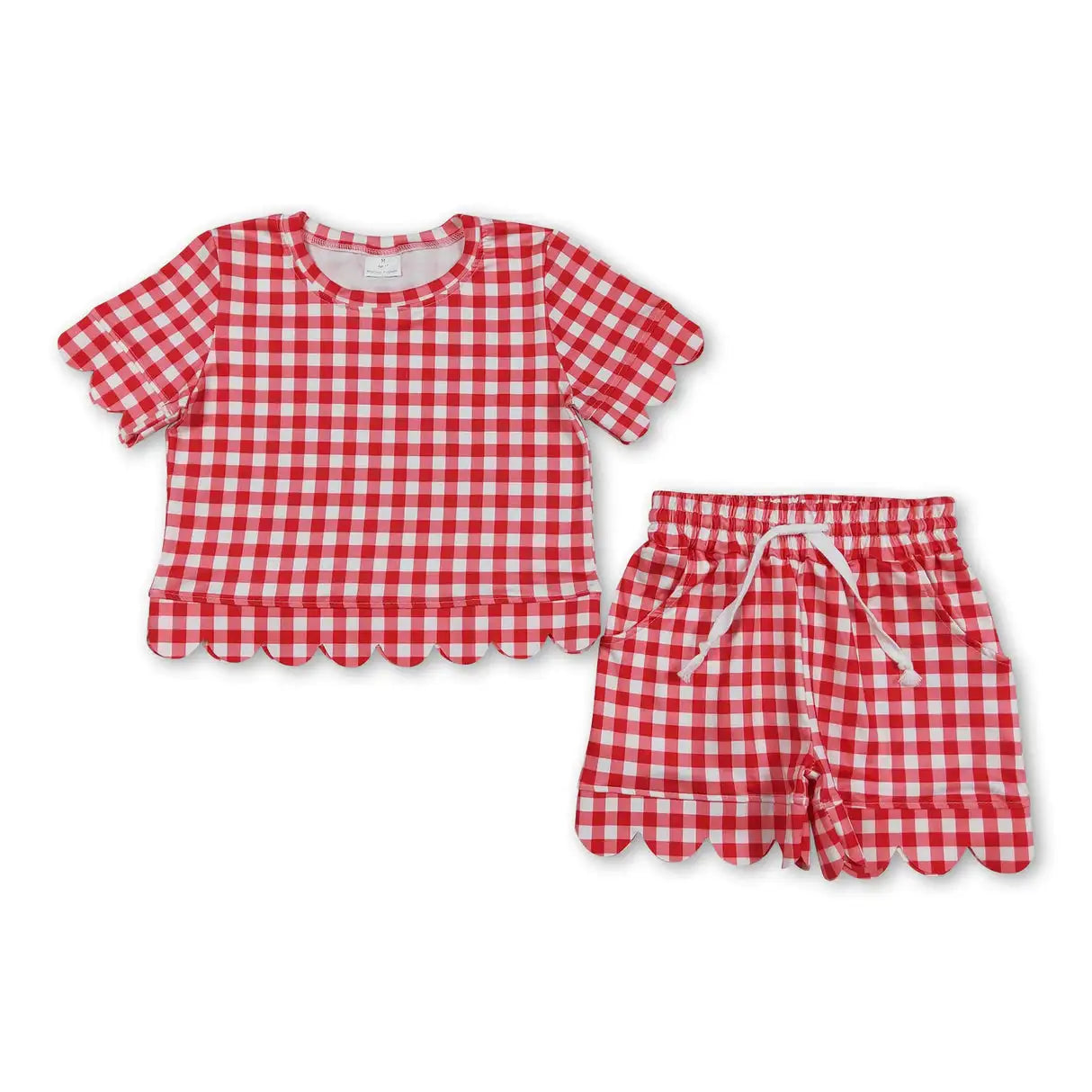 Girls Cotton Polyester Set With Short Sleeve Top And Pockets