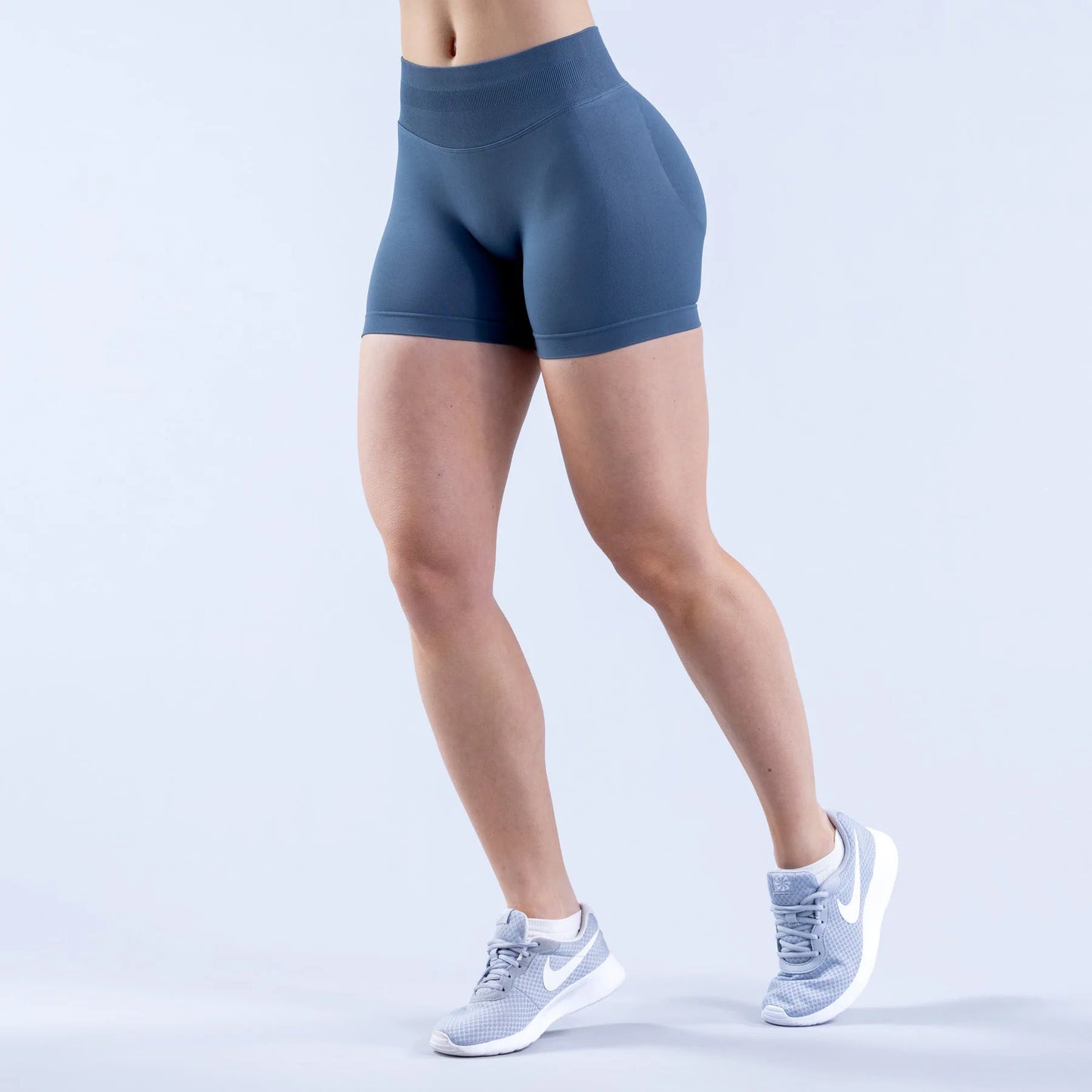 Seamless Yoga Shorts For Women Low Waist Triple Panel Waistband