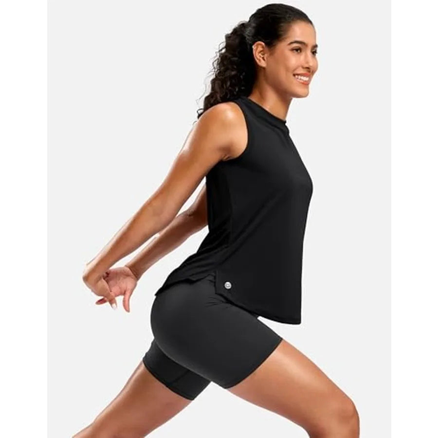 Women's Sleeveless Workout Top Lightweight High Neck Tennis Yoga Tank
